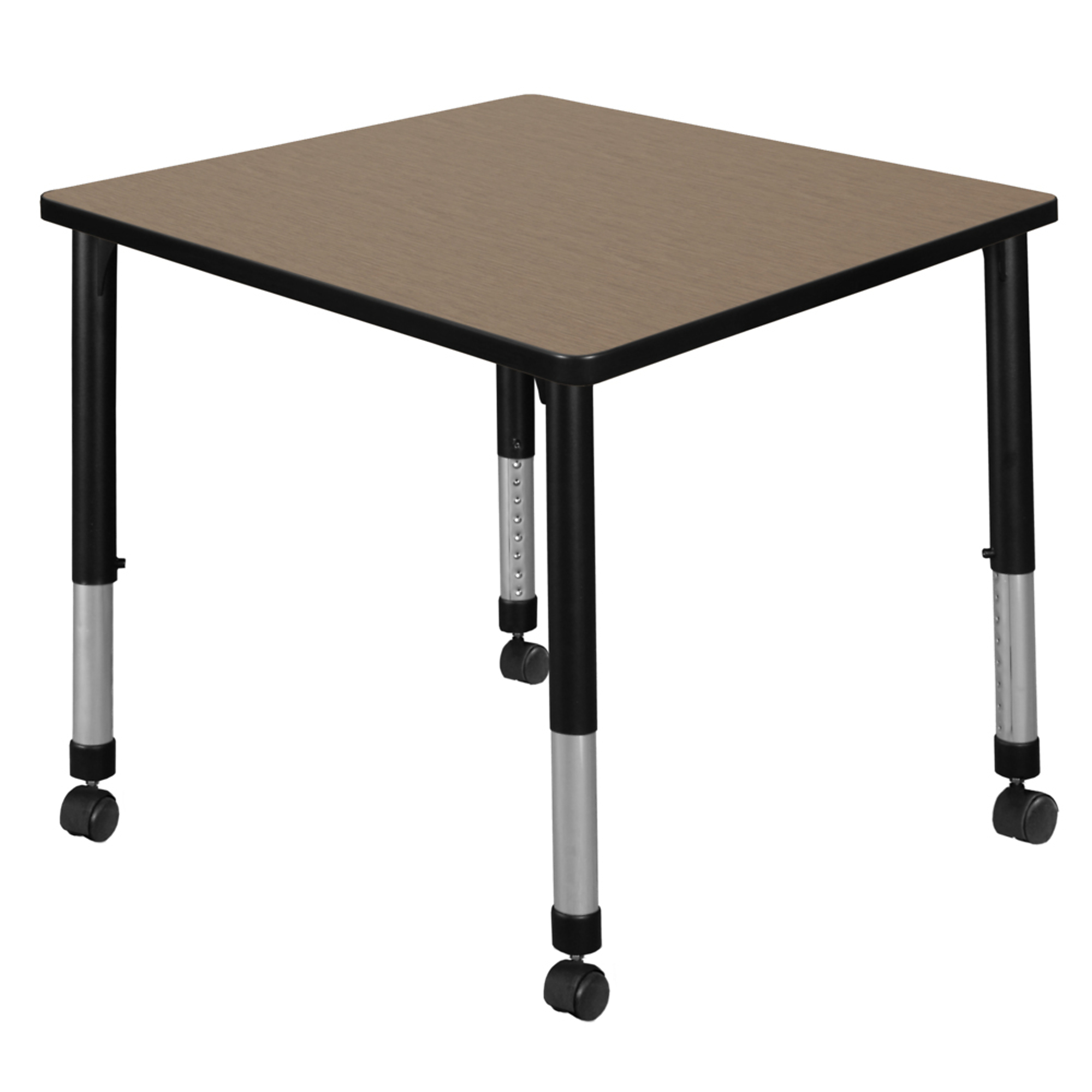 Regency Furniture Kee Mobile Classroom Activity Table — 30in. Square, Height Adjustable, Noble Oak Top, Black Base, Model# TB3030NOAPCBK